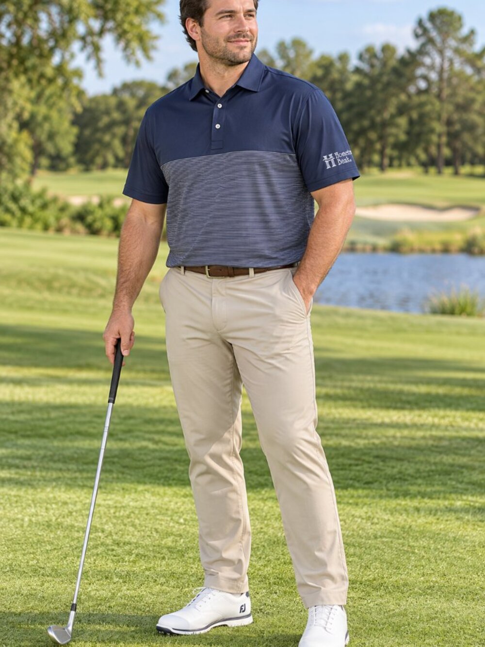 FootJoy Men’s XL Navy Pinstripe Performance Golf Polo NWT qe